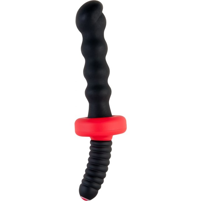 Чёрный двусторонний фигурный вибратор - 30 см - Black Red