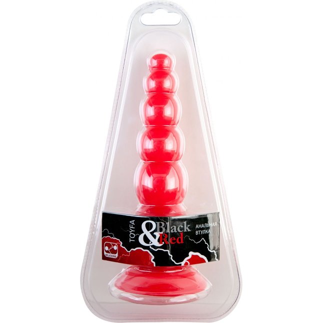 Красная анальная ёлочка с 6 шариками - 17,5 см - Black Red. Фотография 2.