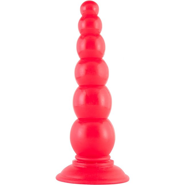 Красная анальная ёлочка с 6 шариками - 17,5 см - Black Red