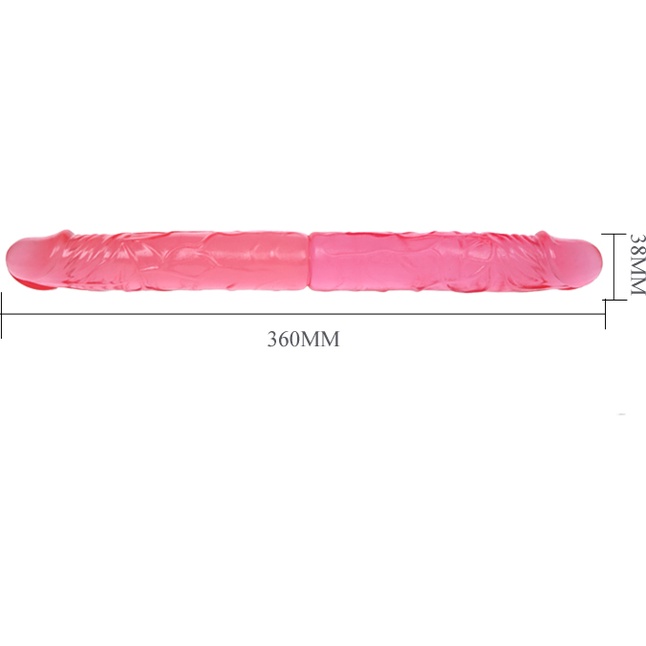 Розовый двухголовый гнущийся фаллоимитатор - 37,4 см. Фотография 4.