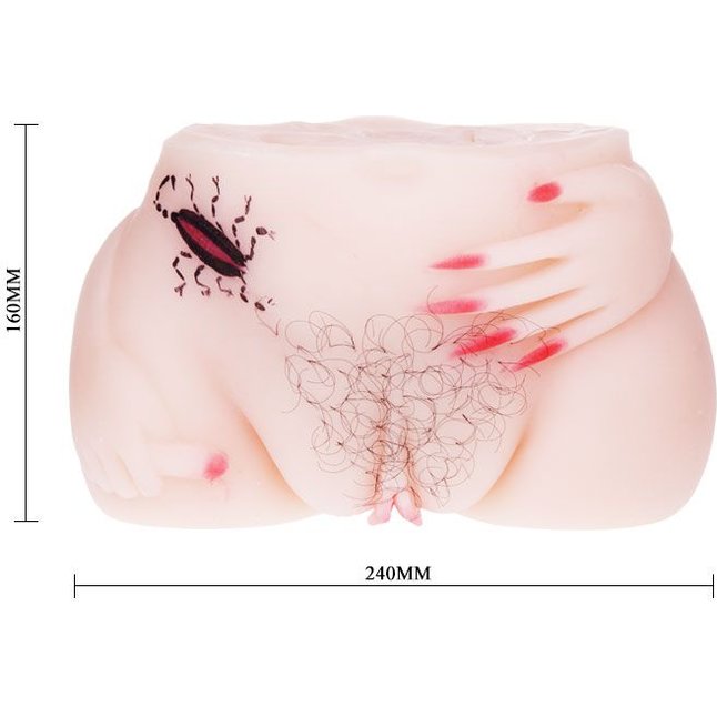Реалистичная вагина и анус с вибрацией и татуировкой-скорпионом. Фотография 4.