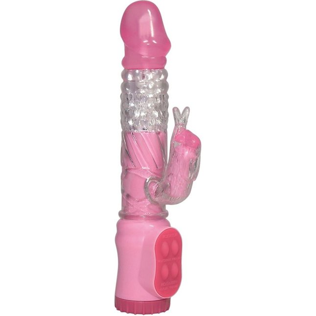 Розовый вибратор Vibrating Rabbit с клиторальным зайчиком - 22 см - You2Toys