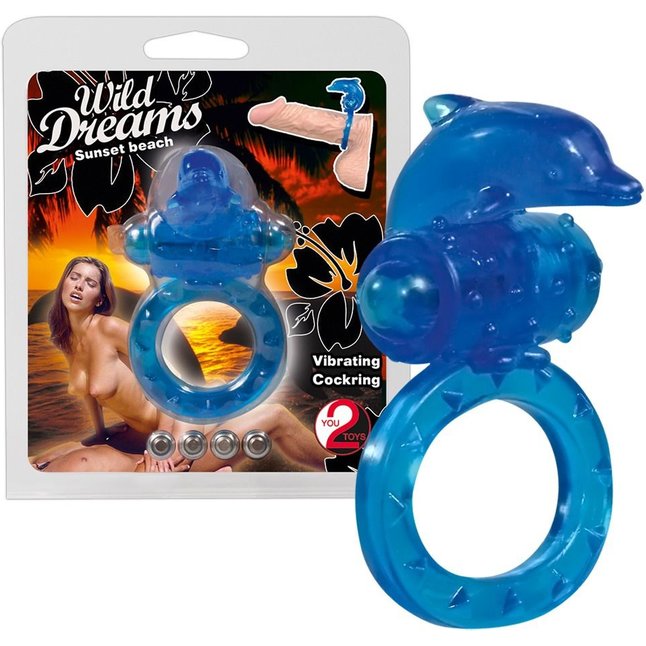 Эрекционное кольцо со стимулятором клитора в виде дельфина - You2Toys