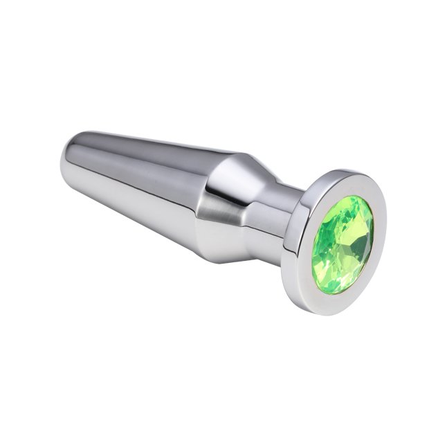 Серебристая втулка с светло-зелёным кристаллом - 10,2 см