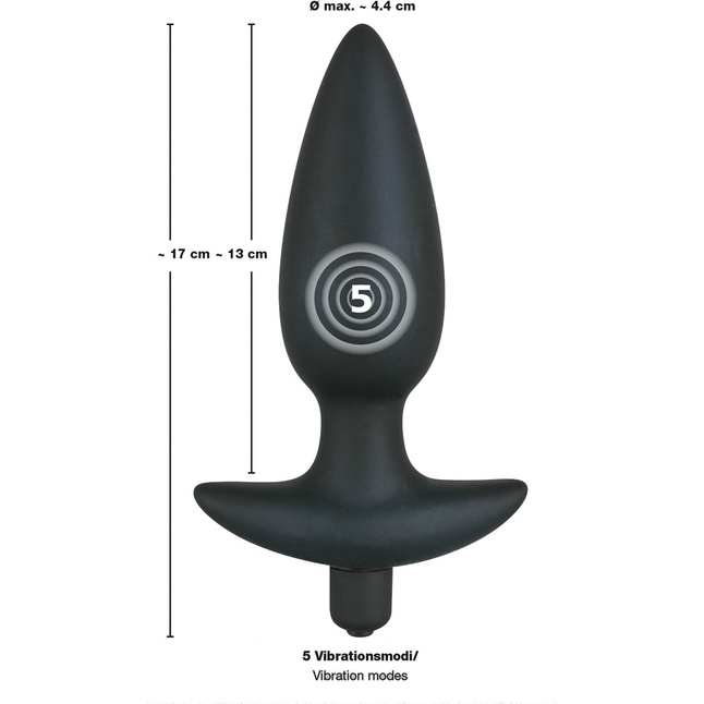 Чёрная анальная вибровтулка Black Velvet с 5 скоростями - 17 см - You2Toys. Фотография 4.