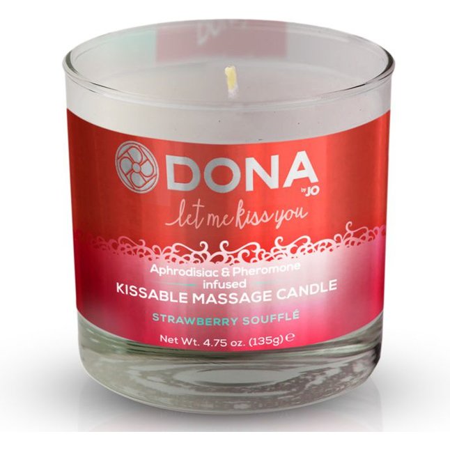 Массажная свеча DONA Strawberry Souffle с ароматом клубничного суфле - 135 гр - DONA