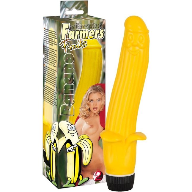 Жёлтый вибромассажер в виде банана - 22 см - You2Toys