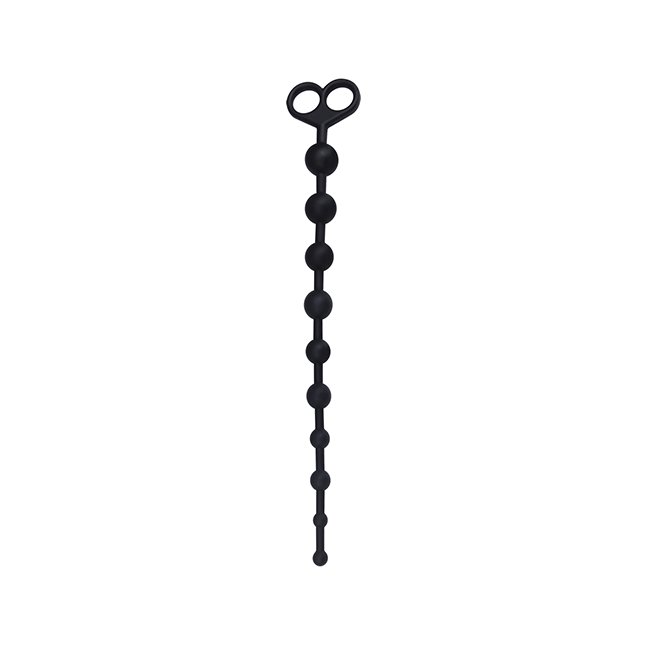 Чёрная анальная цепочка с 10 звеньями ANAL JUGGLING BALL SILICONE - 33,6 см - Silicone