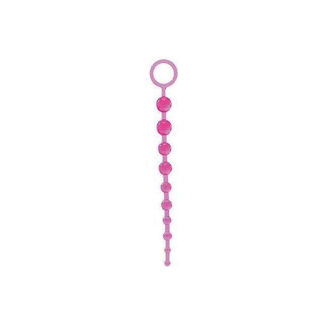 Розовая анальная цепочка с 10 шариками JAMMY JELLY ANAL 10 BEADS - 32 см - Jammy Jelly Anal