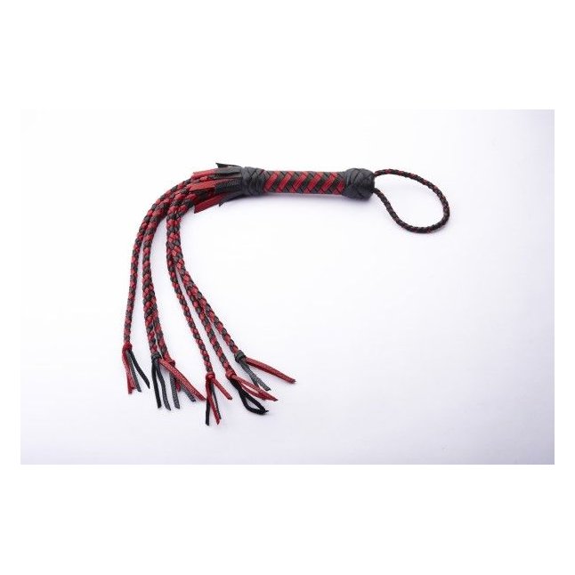 Красно-чёрная кожаная плеть - BDSM accessories