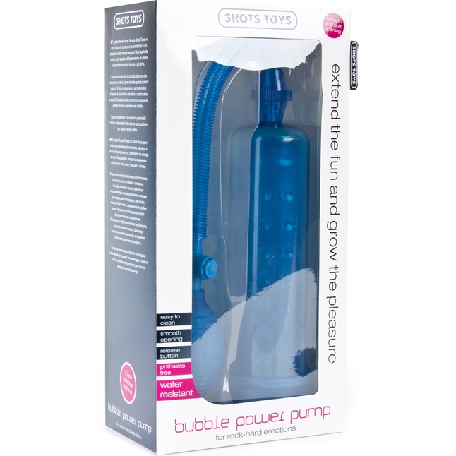 Вакуумная помпа Bubble Power Blue - Shots Toys. Фотография 2.