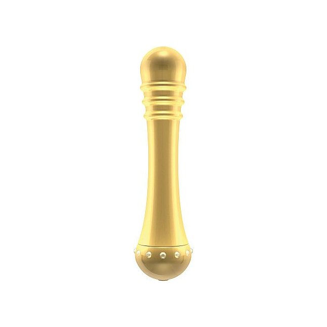 Вибратор с ребристой головкой The Emerald Gold - 16,3 см - Shots Toys
