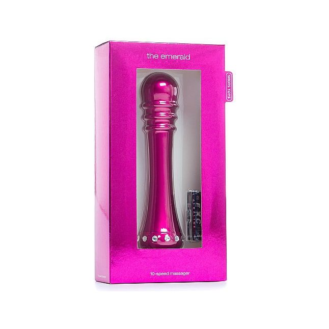 Вибратор с ребристой головкой The Emerald Pink - 16,3 см - Shots Toys. Фотография 2.