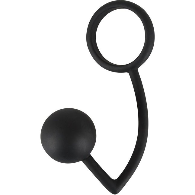 Чёрное эрекционное кольцо с шариком для анальной стимуляции - You2Toys. Фотография 2.