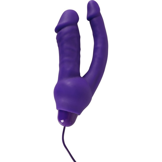 Фиолетовый анально-вагинальный вибратор с выносным блоком управления - 16 см - You2Toys. Фотография 2.
