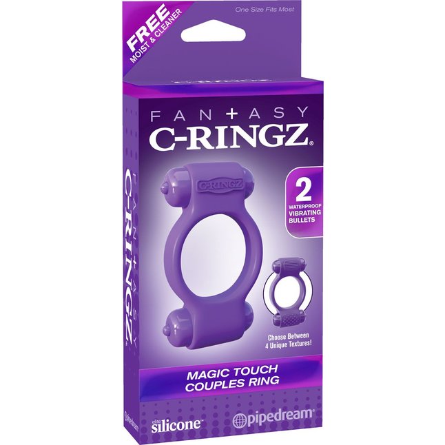 Фиолетовое эрекционное кольцо с 2 виброэлементами Magic Touch Couples Ring - Fantasy C-Ringz. Фотография 7.