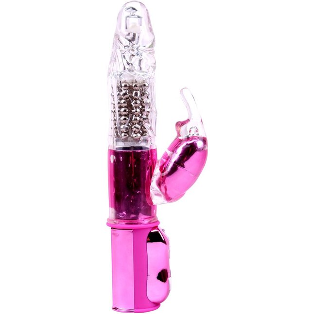 Розовый вибратор со стимулятором клитора Bright Passion Rabbit - 27 см. Фотография 2.