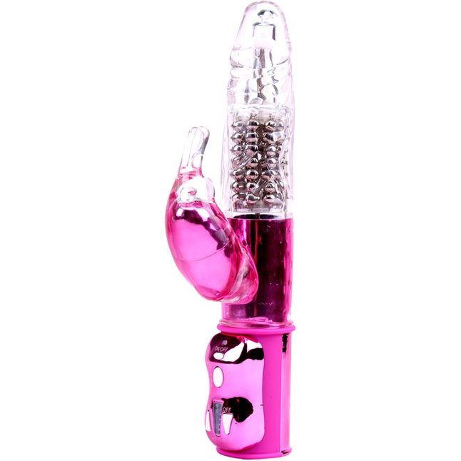 Розовый вибратор со стимулятором клитора Bright Passion Rabbit - 27 см