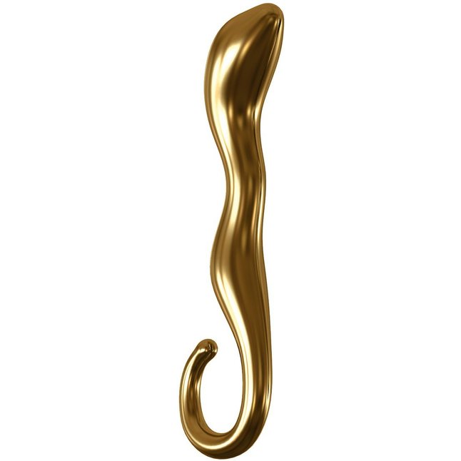 Золотистый стеклянный фаллоимитатор для стимуляции точки G - 18 см - Icicles Gold Edition. Фотография 3.