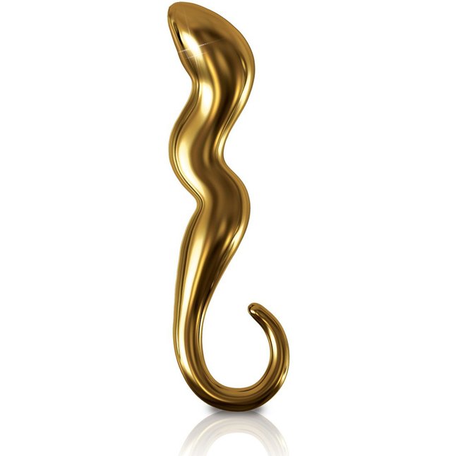 Золотистый стеклянный фаллоимитатор для стимуляции точки G - 18 см - Icicles Gold Edition