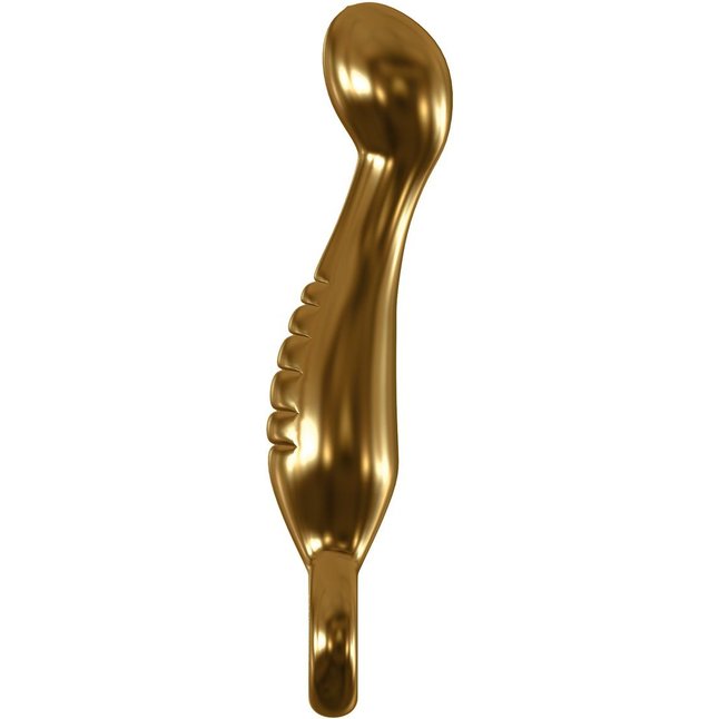Золотистый фаллоимитатор с крупной головкой для массажа G-точки - 18 см - Icicles Gold Edition. Фотография 3.