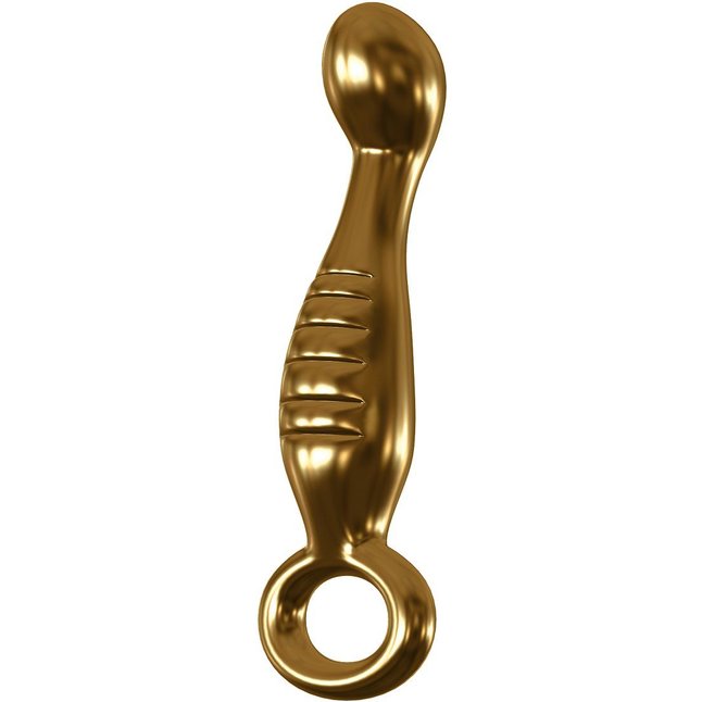 Золотистый фаллоимитатор с крупной головкой для массажа G-точки - 18 см - Icicles Gold Edition