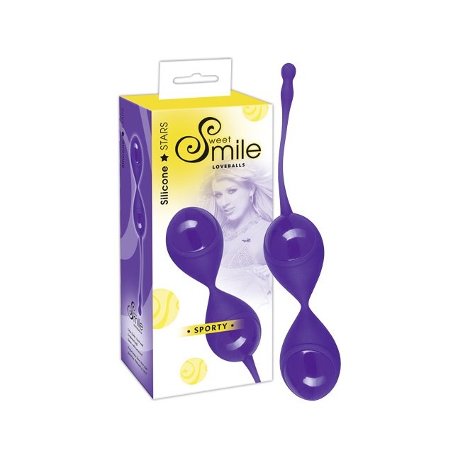 Фиолетовые вагинальные шарики с хвостиком для извлечения - Smile