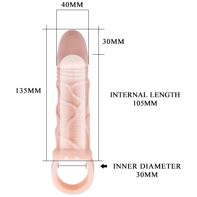 Насадка на пенис с подхватом для мошонки - 17 см. Фотография 6.