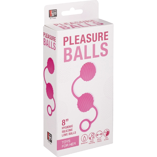 Розовые вагинальные шарики с ребристым рельефом - Neon. Фотография 2.