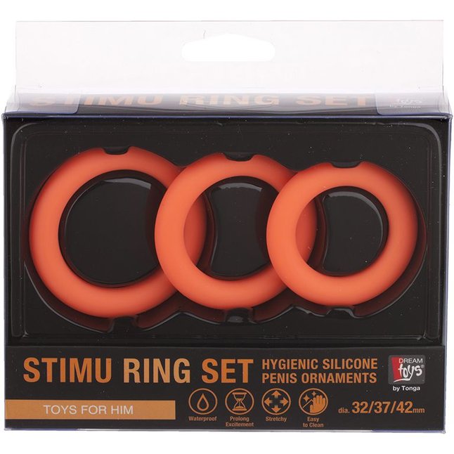 Набор из 3 оранжевых эрекционных колец NEON STIMU RING SET - Neon. Фотография 2.