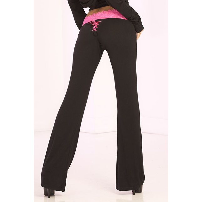Клубные брючки с кружевным поясом и декоративной шнуровкой сзади LACE TRIM LOUNGE PANTS. Фотография 2.