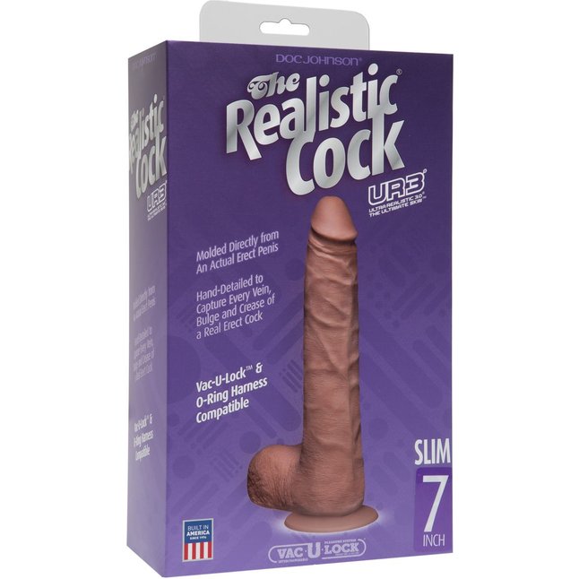 Коричневый реалистичный фаллоимитатор на присоске - 19 см - The Realistic Cock. Фотография 4.