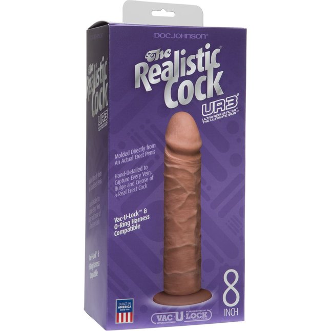 Большой коричневый дилдо на присоске - 21,8 см - The Realistic Cock. Фотография 2.