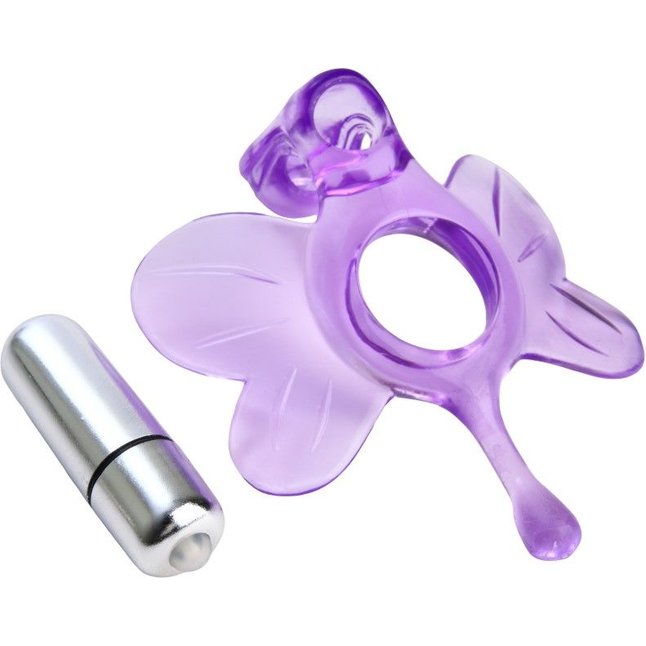 Фиолетовый вибростимулятор на пенис или вибратор. Фотография 3.