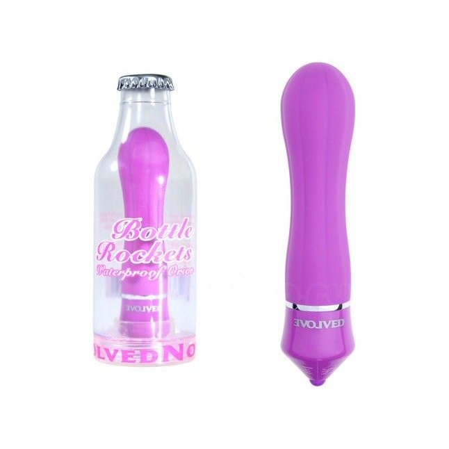 Фиолетовый вибратор в бутылке Bottle Rockets Orion - 11 см