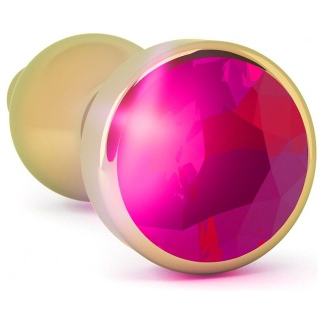 Золотистая анальная пробка с розовым кристаллом - 10,5 см - Rich. Фотография 2.