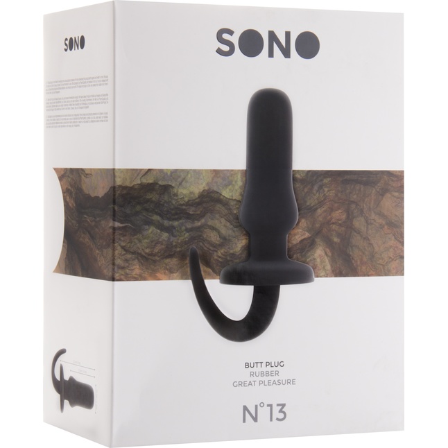 Чёрная анальная пробка SONO №13 с хвостиком - Sono. Фотография 2.