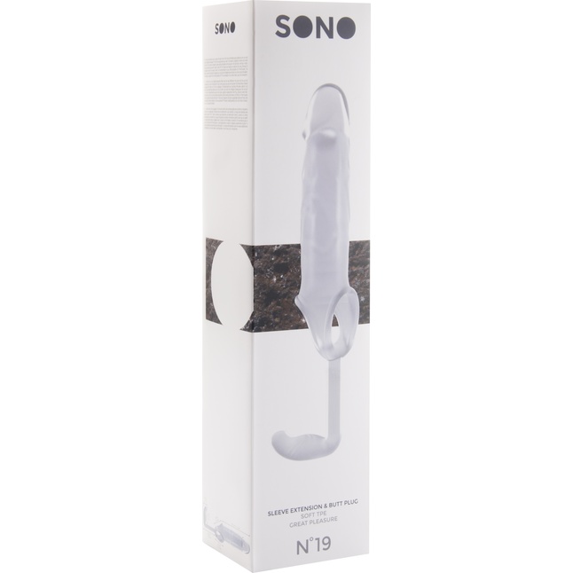 Прозрачная насадка на пенис с анальным стимулятором SONO №19 - Sono. Фотография 2.