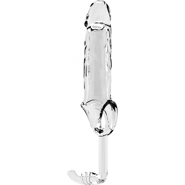 Прозрачная насадка на пенис с анальным стимулятором SONO №19 - Sono