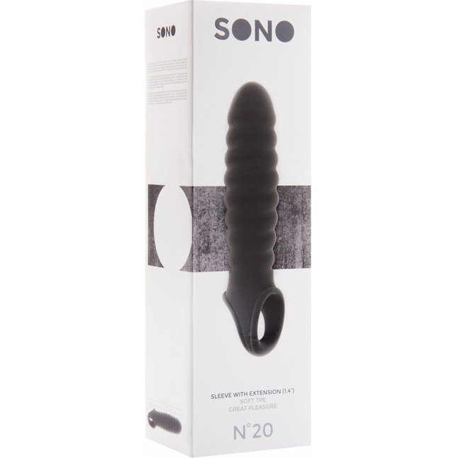 Чёрная насадка на пенис с рельефом SONO №20 - Sono. Фотография 2.