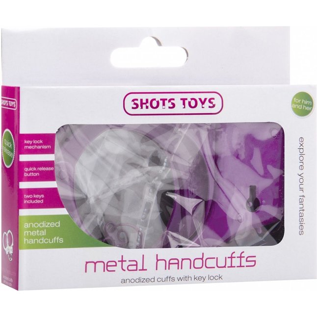 Фиолетовые металлические наручники SHOTS TOYS Purple - Shots Toys. Фотография 2.