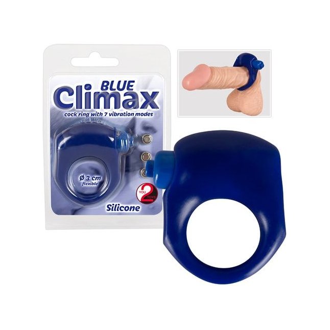 Синее виброкольцо для пениса Blue Climax - You2Toys