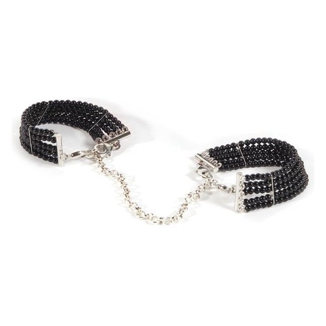 Чёрные дизайнерские наручники Plaisir Nacre Bijoux. Фотография 2.