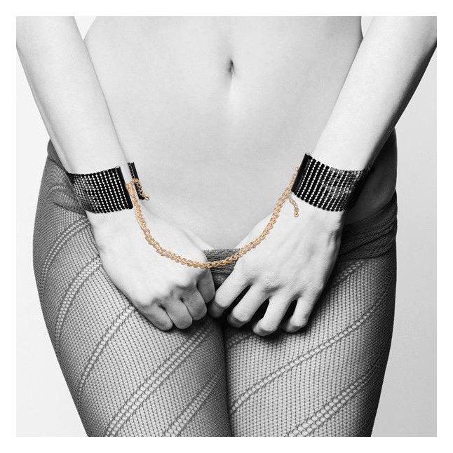 Чёрные дизайнерские наручники Desir Metallique Handcuffs Bijoux. Фотография 3.