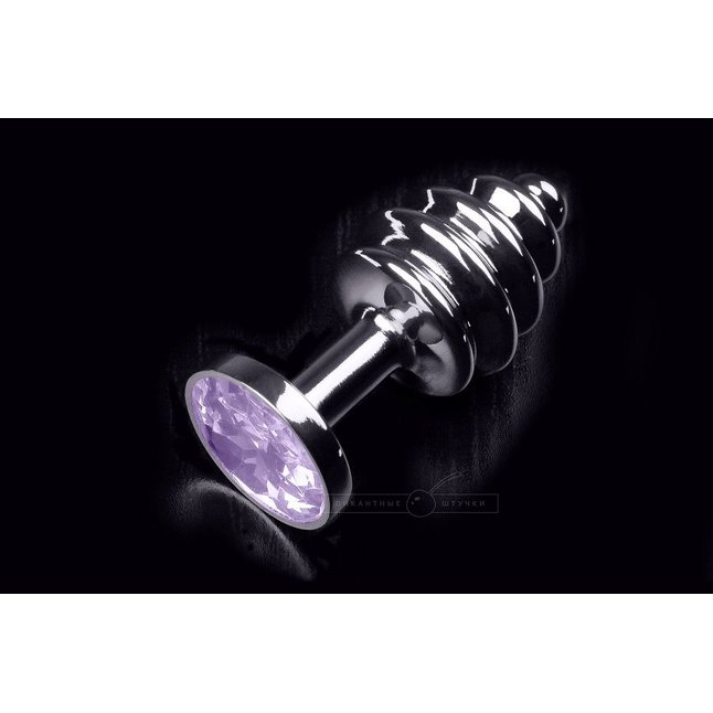 Маленькая витая пробка с светло-фиолетовым кристаллом - 7,5 см