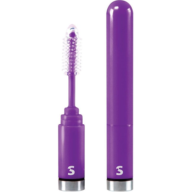 Фиолетовый мини-вибратор Eyelash Curler Brush в виде туши для ресниц - 13 см - Shots Toys