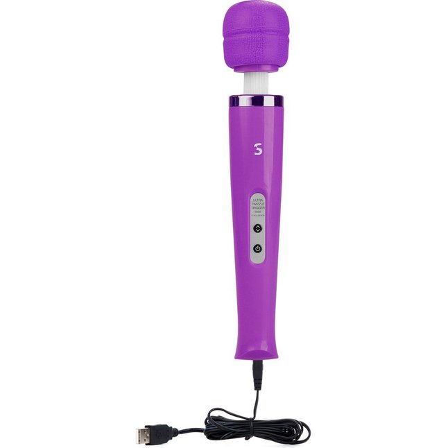 Фиолетовый вибромассажер, работающий от USB, Ultra Twizzle Trigger USB Plug - 31,5 см - Shots Toys