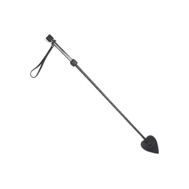 Чёрный стек с металлической рукоятью и наконечником-стрелой - 70 см - BDSM accessories