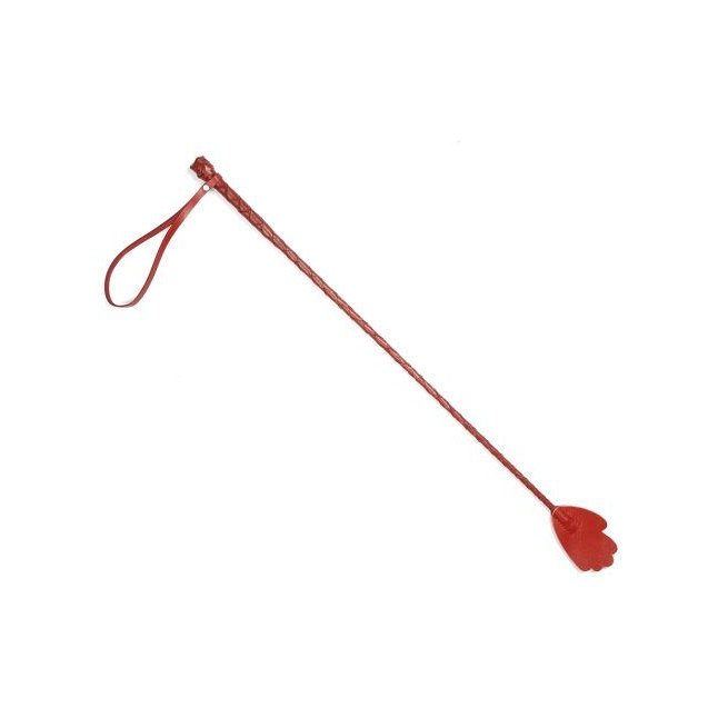 Красный кожаный стек с наконечником-ладошкой - 70 см - BDSM accessories