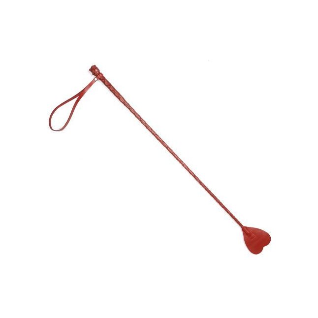 Красный кожаный стек с наконечником-сердечком - 70 см - BDSM accessories